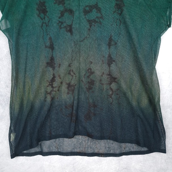 Art of Cloth Top Womens XS Green Black Ombre Mesh Short Sleeve Relaxed Shirt - Picture 7 of 16